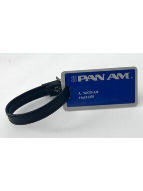 Vintage 1980's Pan Am WorldPass Frequent Traveler Luggage Tag Leather Strap